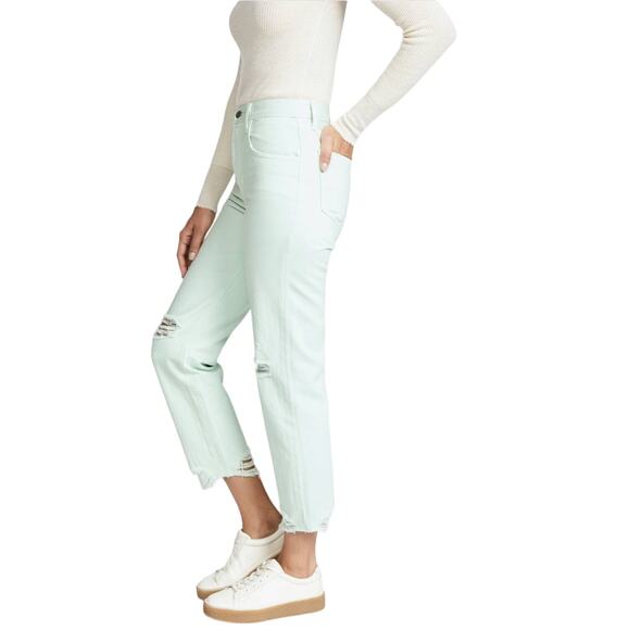 J Brand Wynne High Rise Cropped Straight Jeans 26 NWT Green Spearmint Distressed - Picture 6 of 12